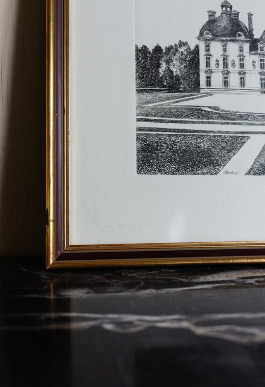 vintage french copperplate engraving in gilt frame