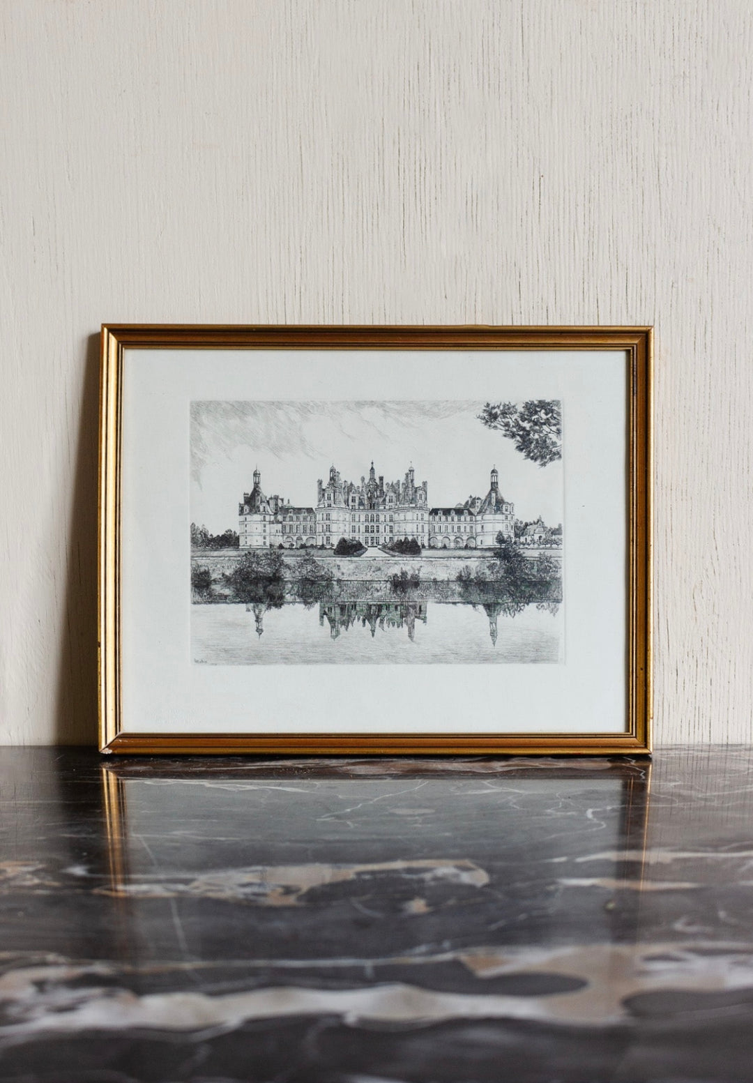 vintage french copperplate engraving in gilt frame