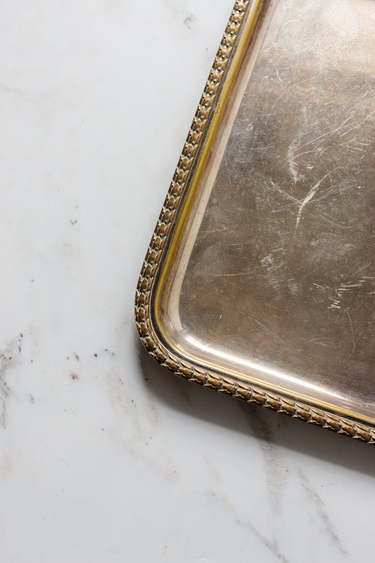 vintage french worn silver tray