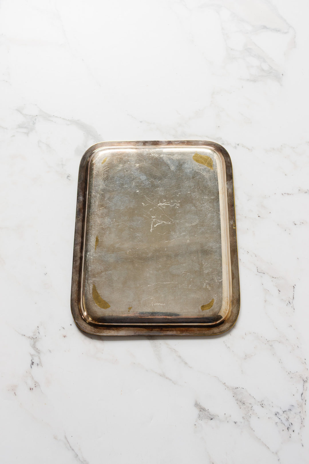 vintage french worn silver tray