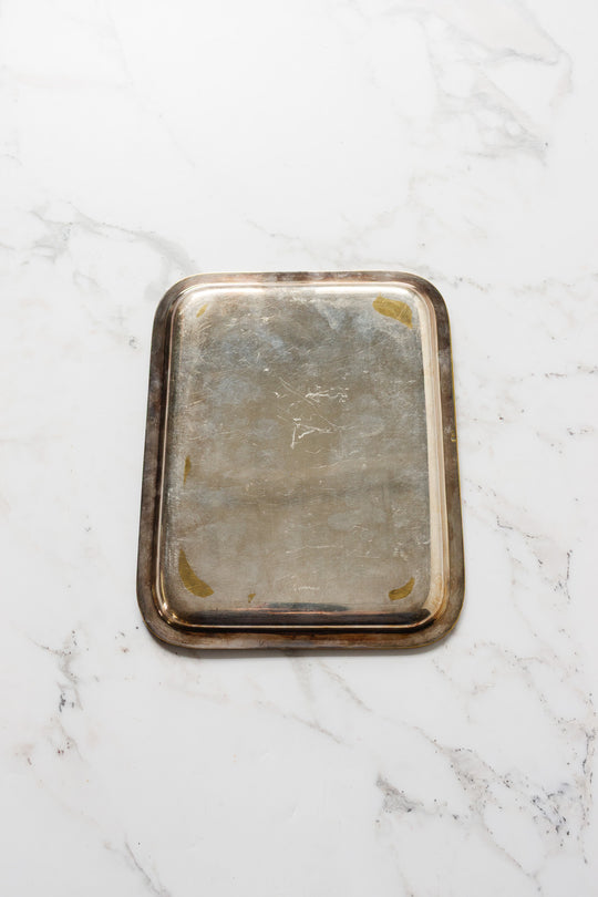 vintage french worn silver tray