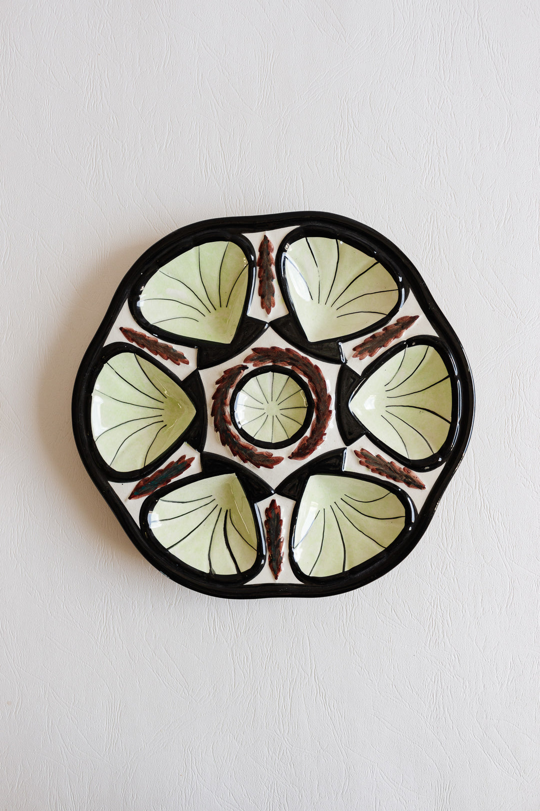 1960s St. Jean de Bretagne hand painted oyster plate