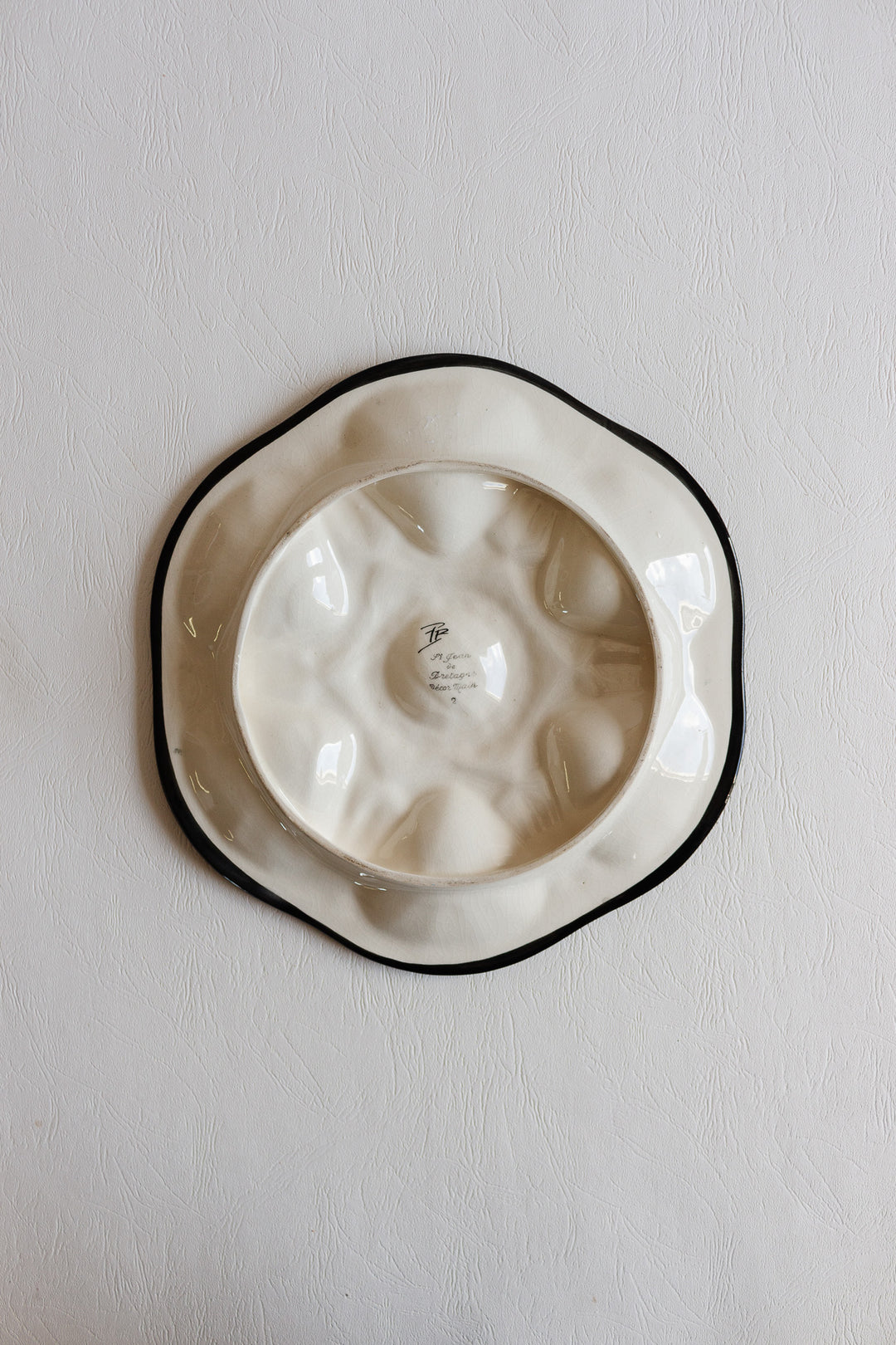 1960s St. Jean de Bretagne hand painted oyster plate