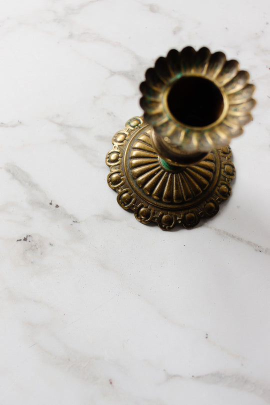 pair of vintage french brass candlesticks