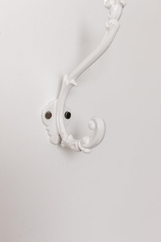 vintage French cast iron and enamel hook