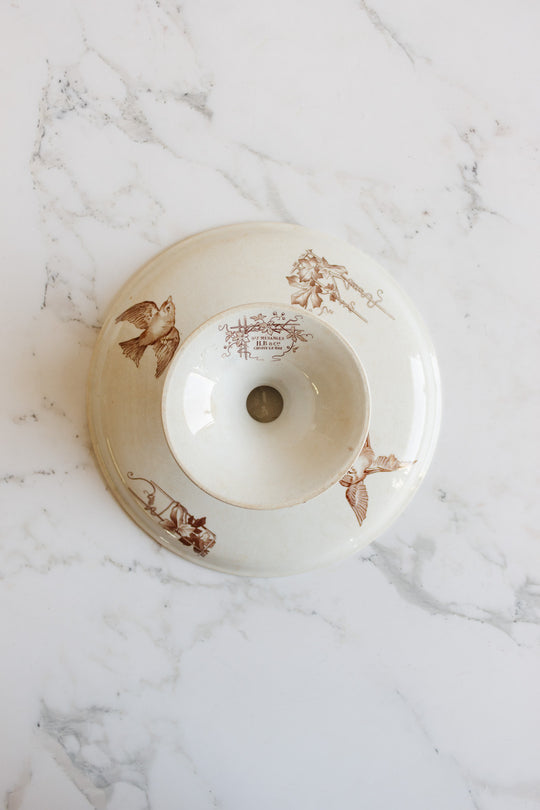 antique french choisy le roi transferware compotier
