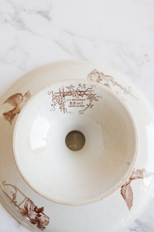 antique french choisy le roi transferware compotier