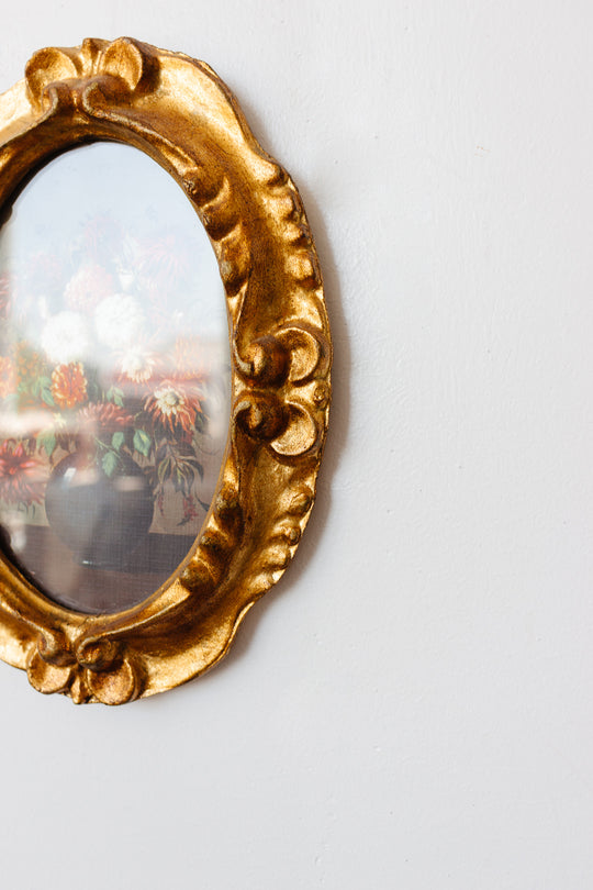 vintage florentine gilt frame, “vase of flowers”