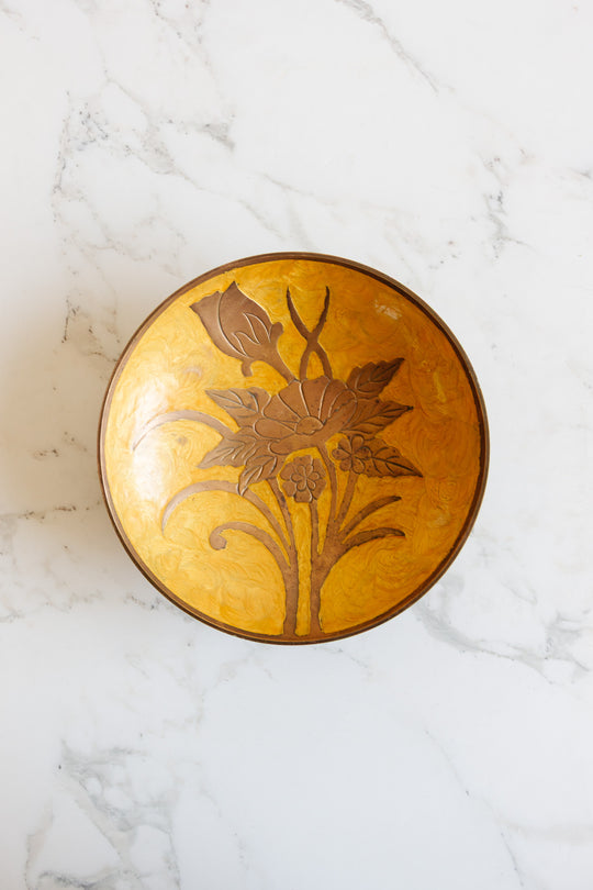 vintage french brass cloisonné bowl