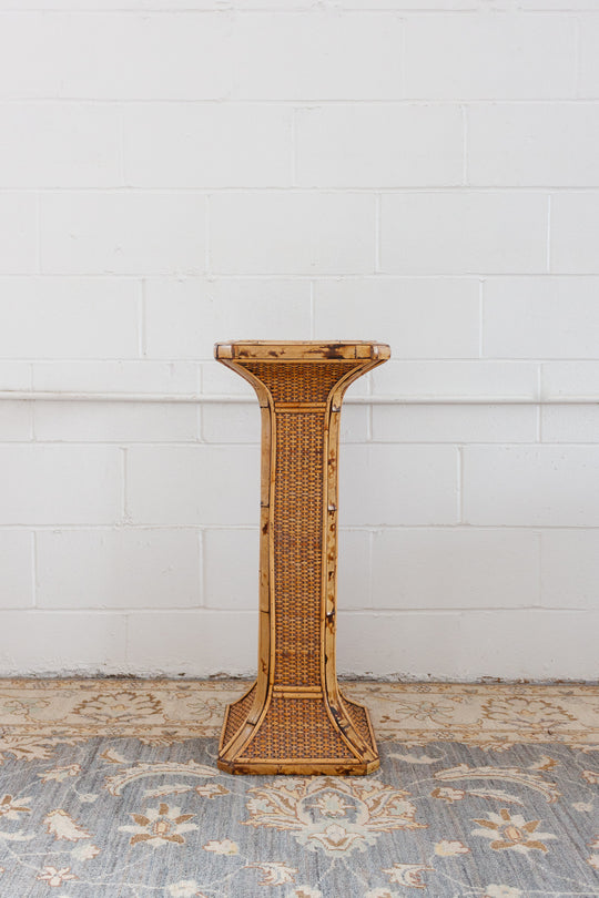 rattan and burnt bamboo plinths