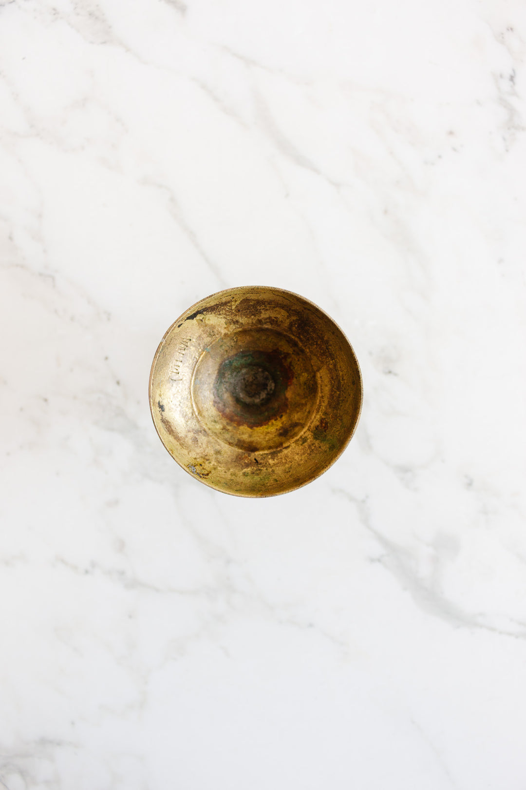 antique french hand etched brass candlestick