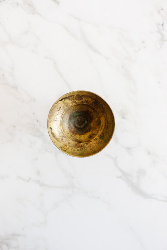 antique french hand etched brass candlestick