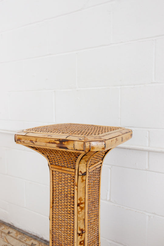 rattan and burnt bamboo plinths