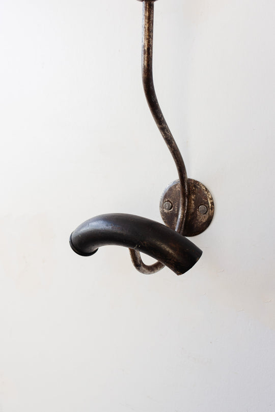 antique french ebony and metal coat hook