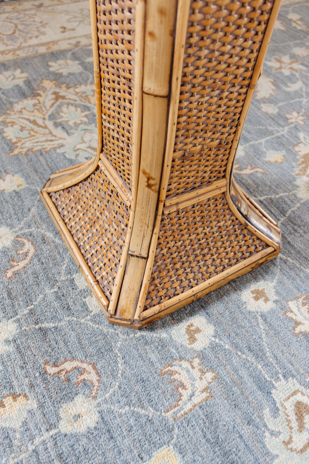 rattan and burnt bamboo plinths