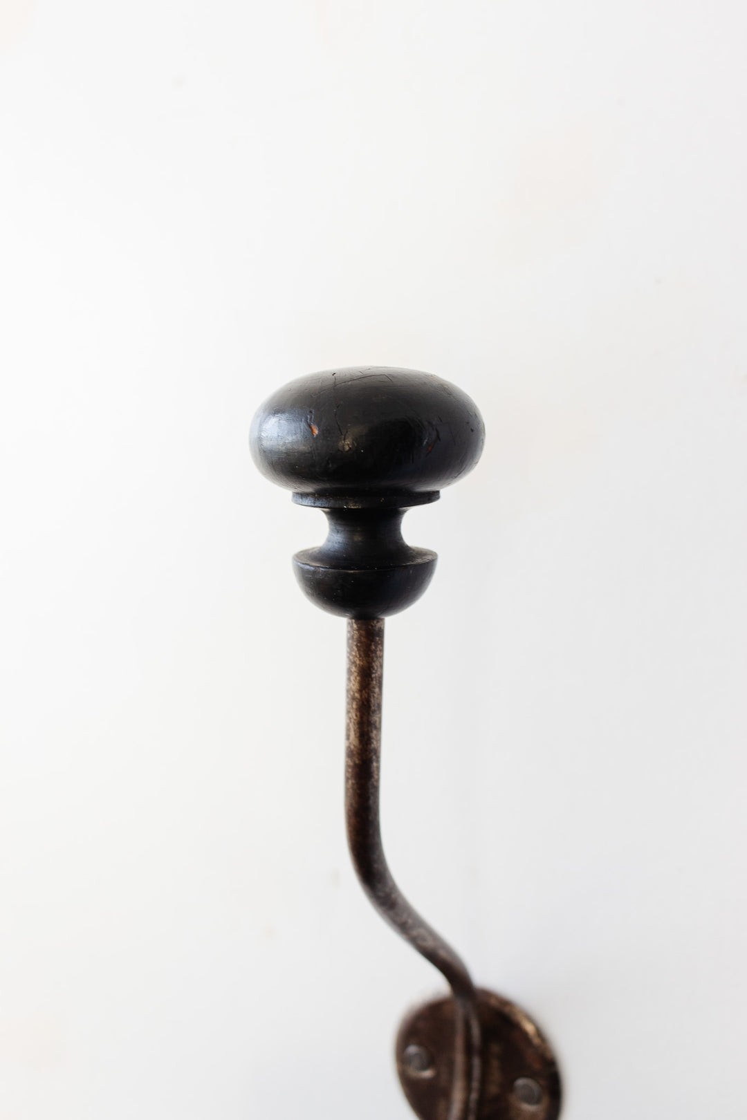 antique french ebony and metal coat hook