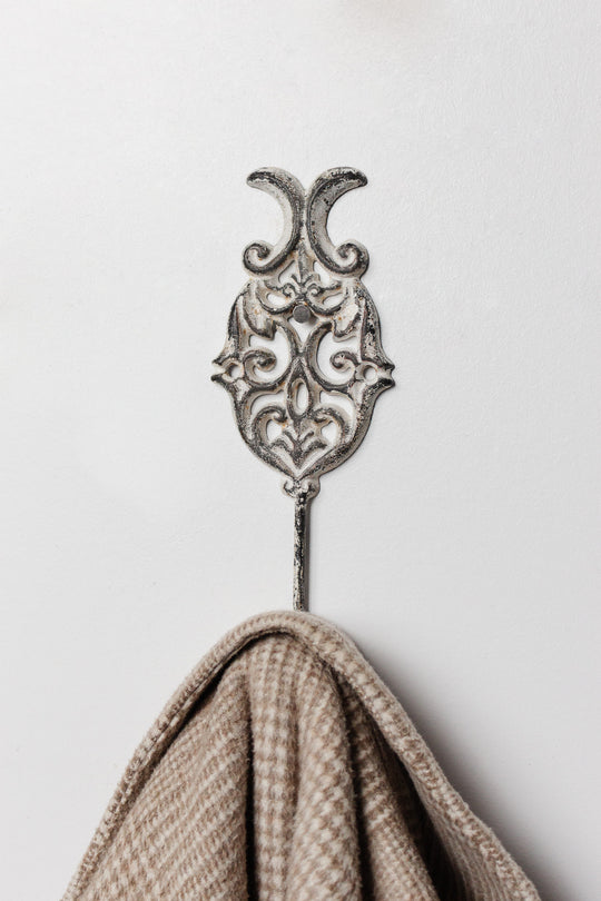 vintage french metal and enamel wall hook