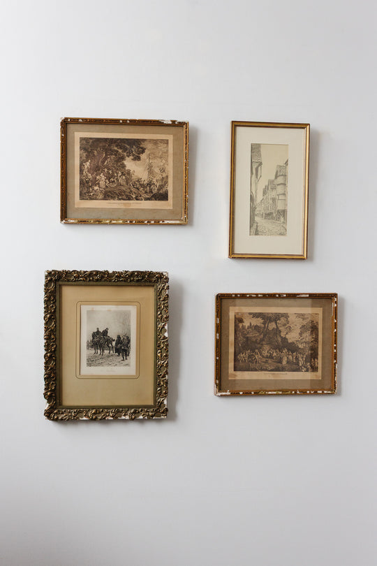 framed antique french print — un déserteur, estampe miniature mo. 96, c. 1881
