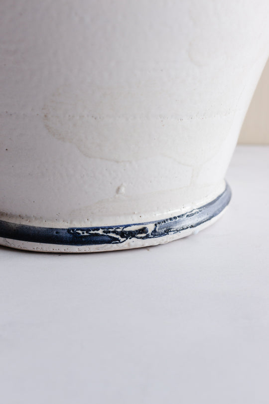1960s Italian terra cotta blue and white apothecary jar