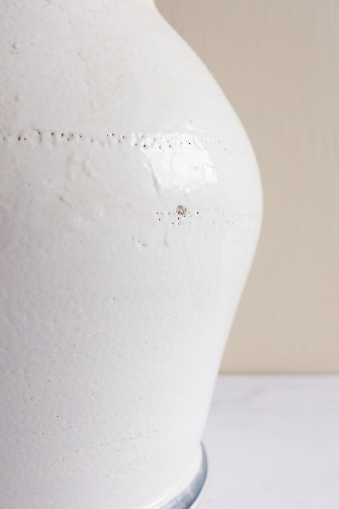 1960s Italian terra cotta blue and white apothecary jar