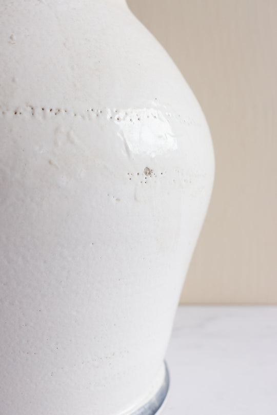 1960s Italian terra cotta blue and white apothecary jar