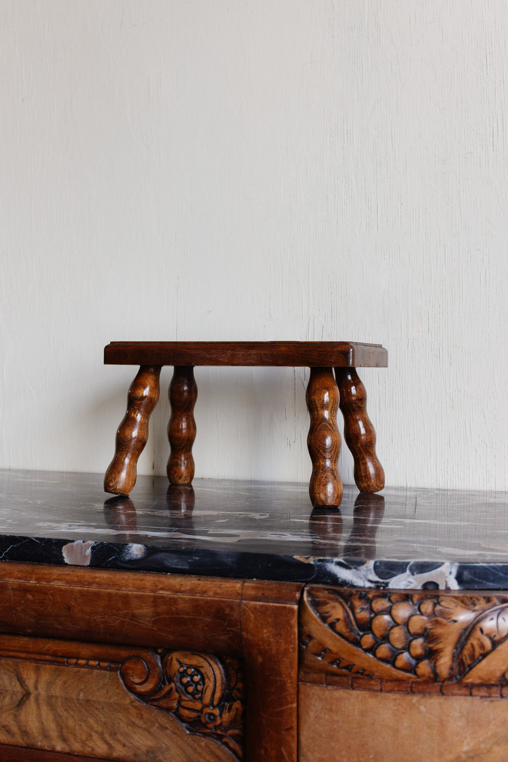 vintage french petite bobbin leg milking stool