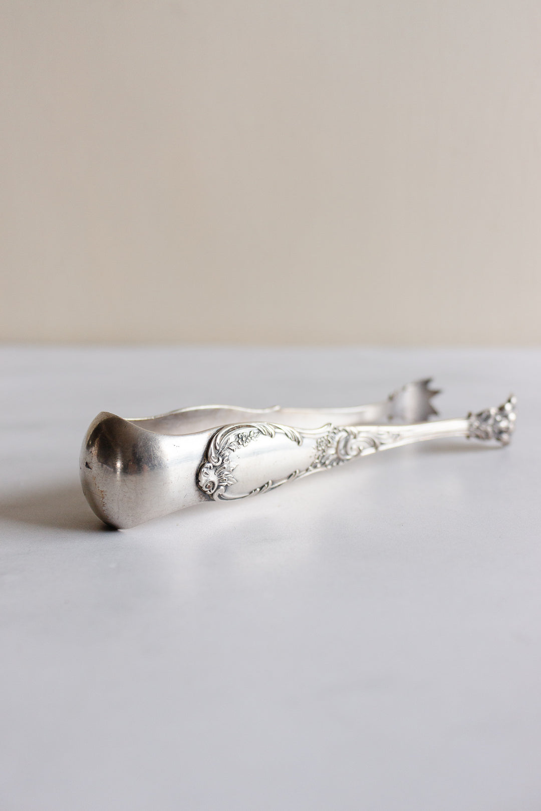 vintage French silver ice tongs