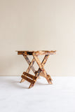 vintage french burnt bamboo petite folding stool