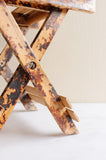 vintage french burnt bamboo petite folding stool