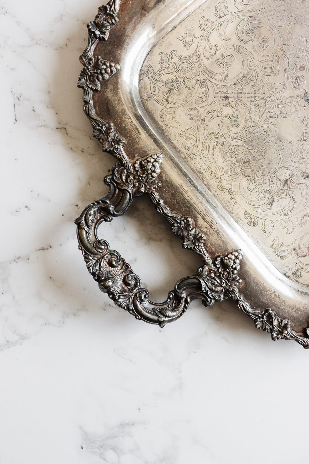 vintage old english reproduction silver tray