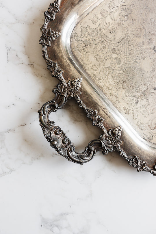vintage old english reproduction silver tray