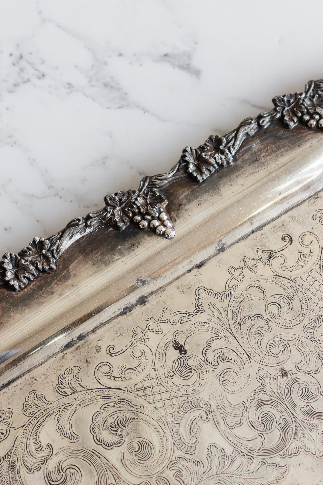 vintage old english reproduction silver tray