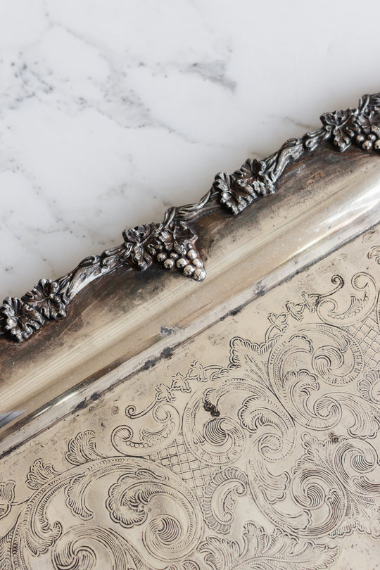 vintage old english reproduction silver tray