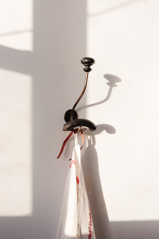 antique french ebony and metal coat hook