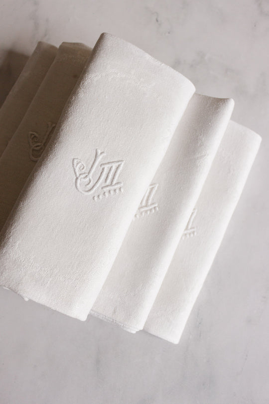 turn of the century French monogrammed linen napkins, set of 11