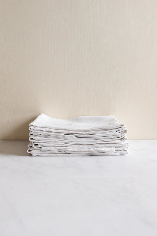 turn of the century French monogrammed linen napkins, set of 11