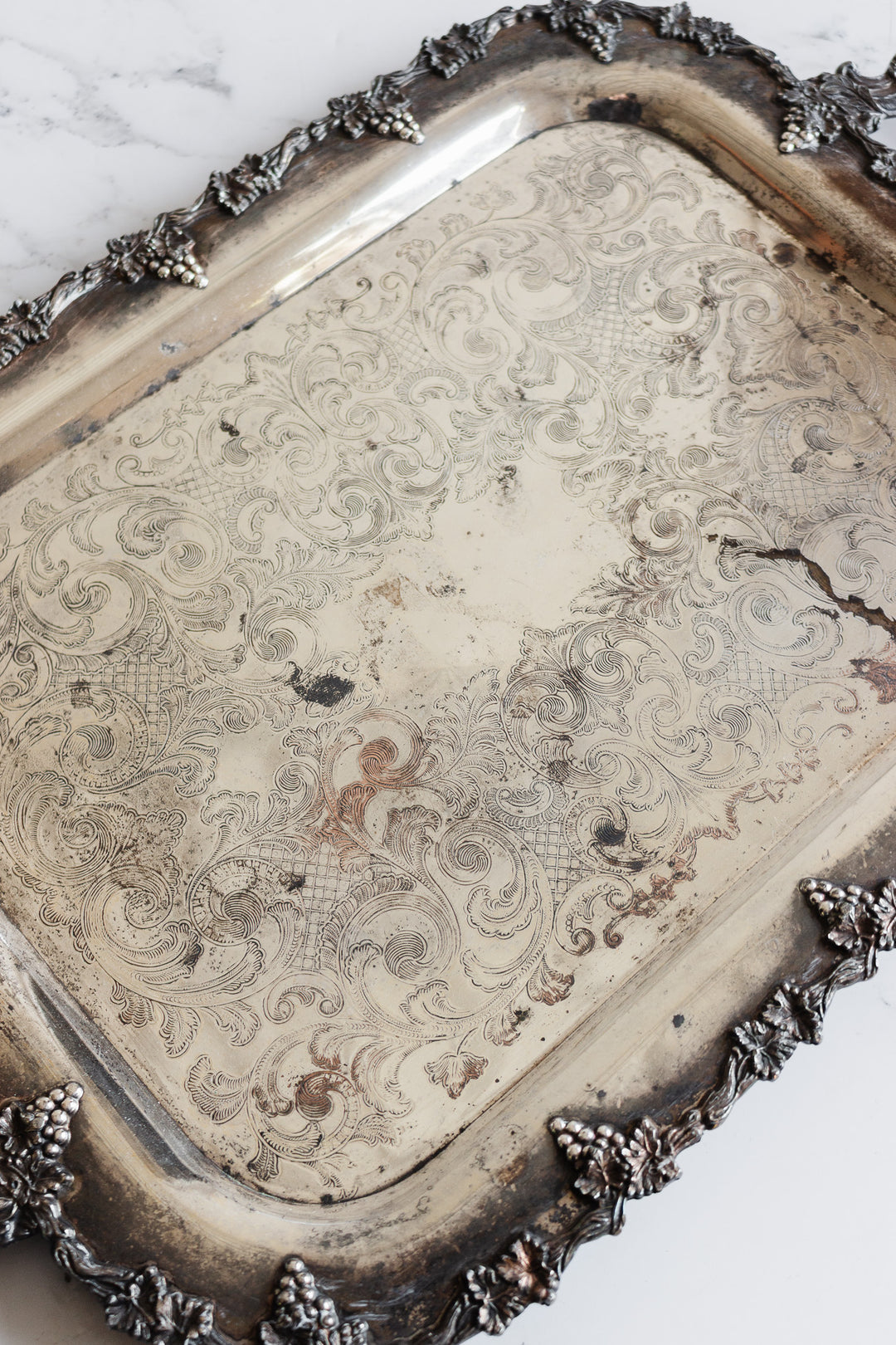 vintage old english reproduction silver tray