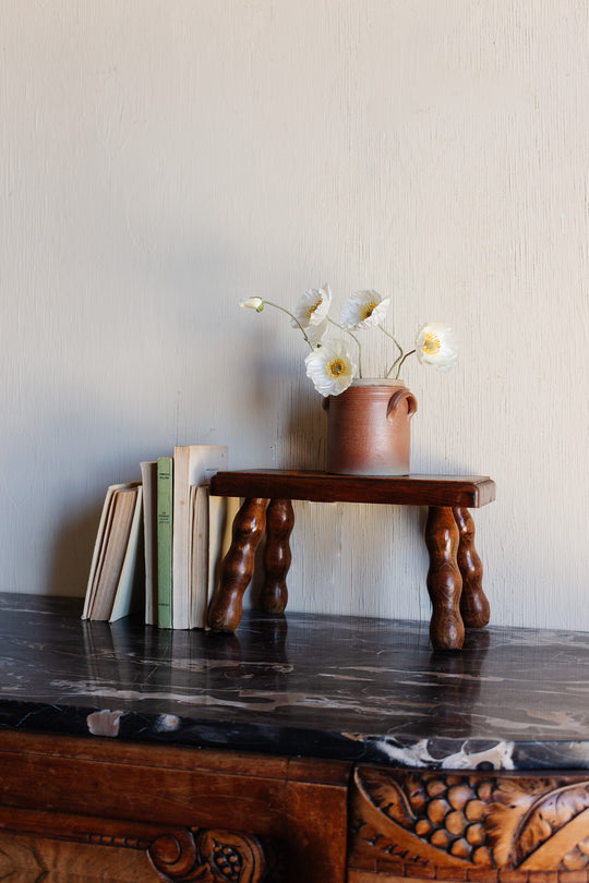 vintage french petite bobbin leg milking stool