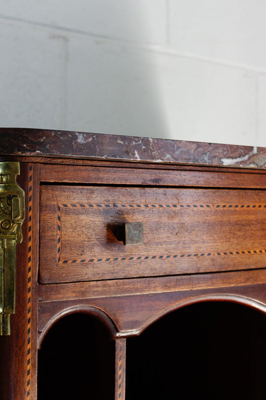 antique french marble topped chevet with art deco furniture mounts