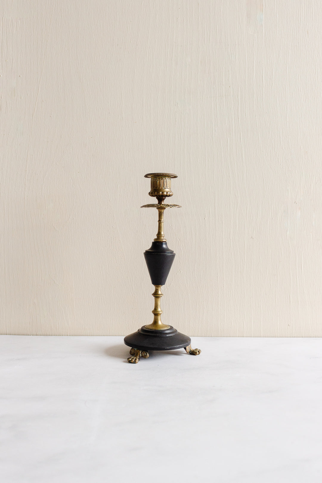 pair of 19th century French Napolean III brass and black marble candlesticks