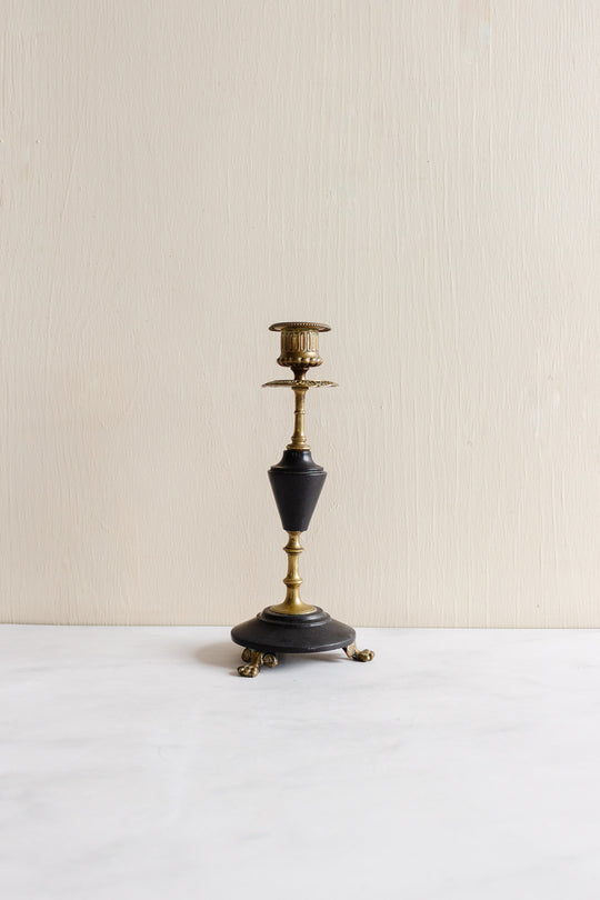 pair of 19th century French Napolean III brass and black marble candlesticks