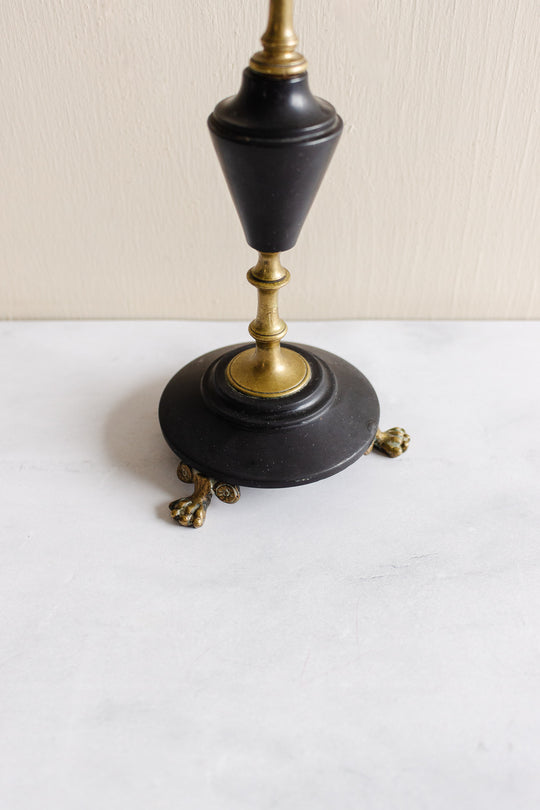 pair of 19th century French Napolean III brass and black marble candlesticks