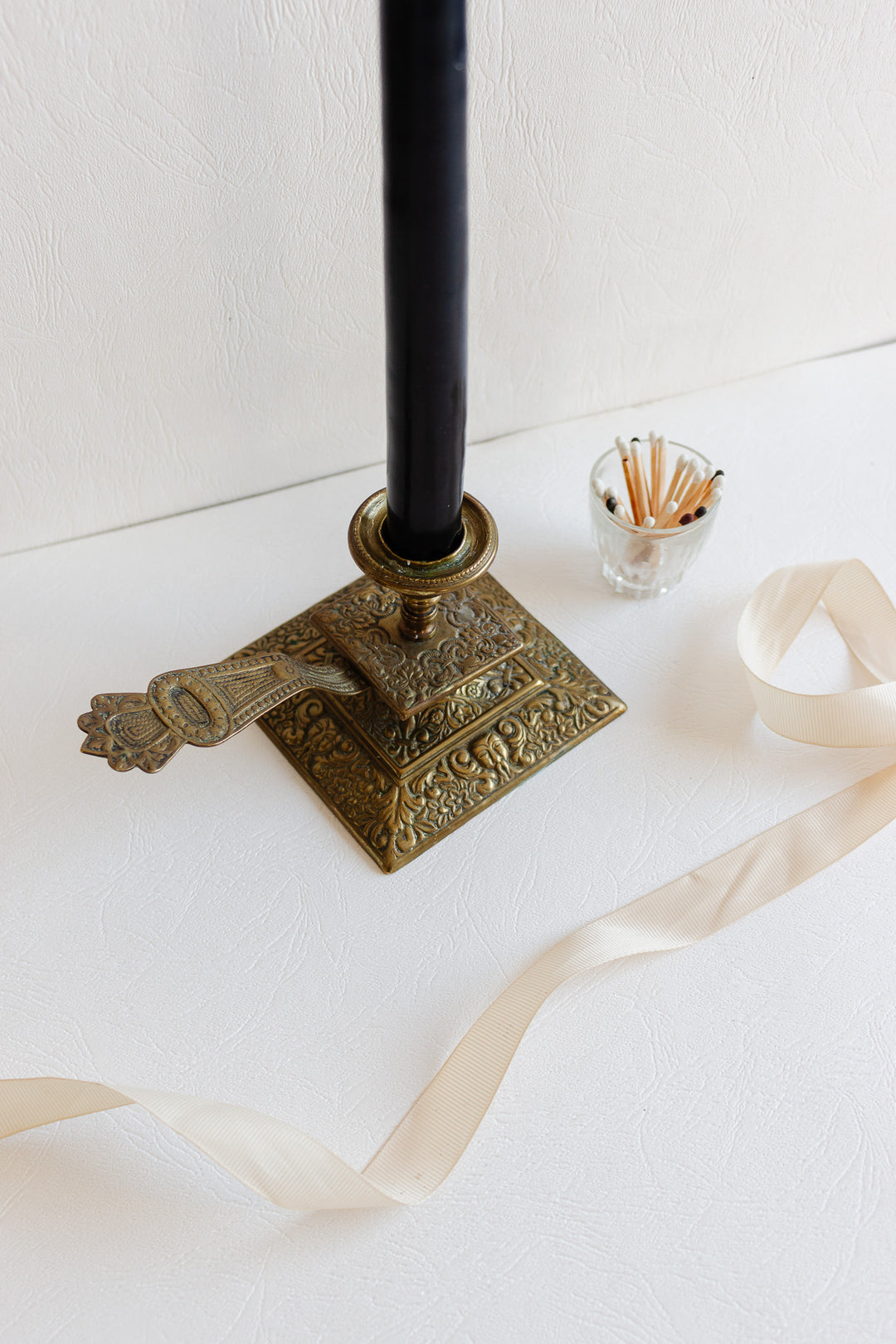 antique french chinoiserie brass chamberstick