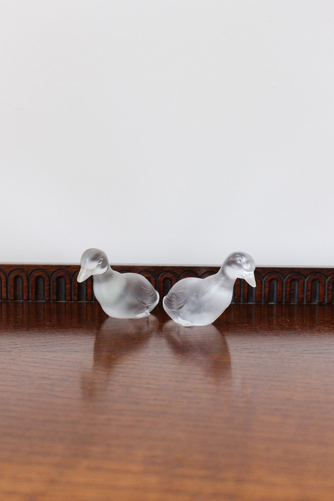pair of vintage Baccarat crystal ducks