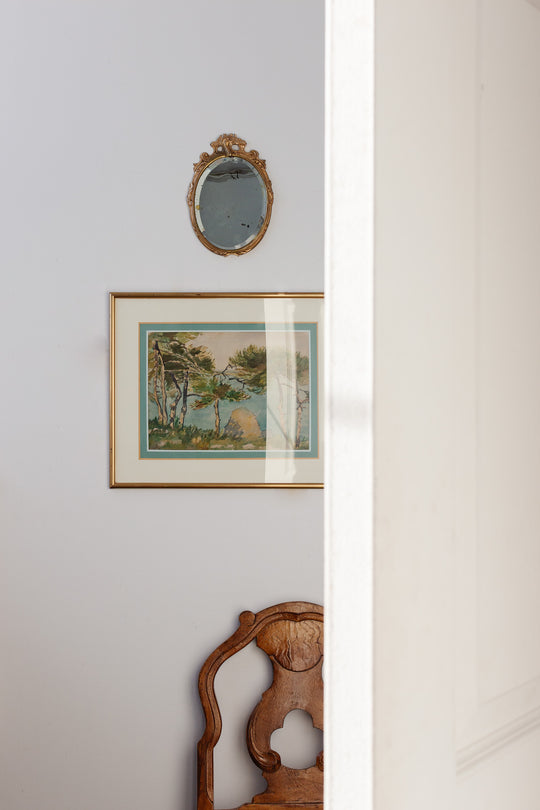 antique french petite beveled mirror