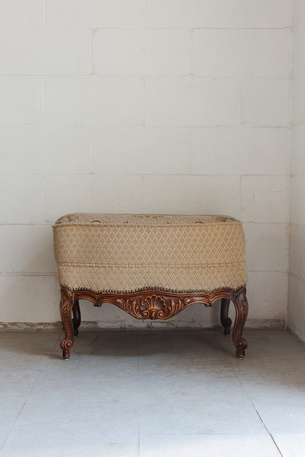 french louis xv style embroidered ottoman