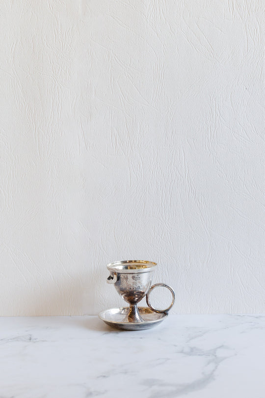 eclectic set of vintage french silver egg cups