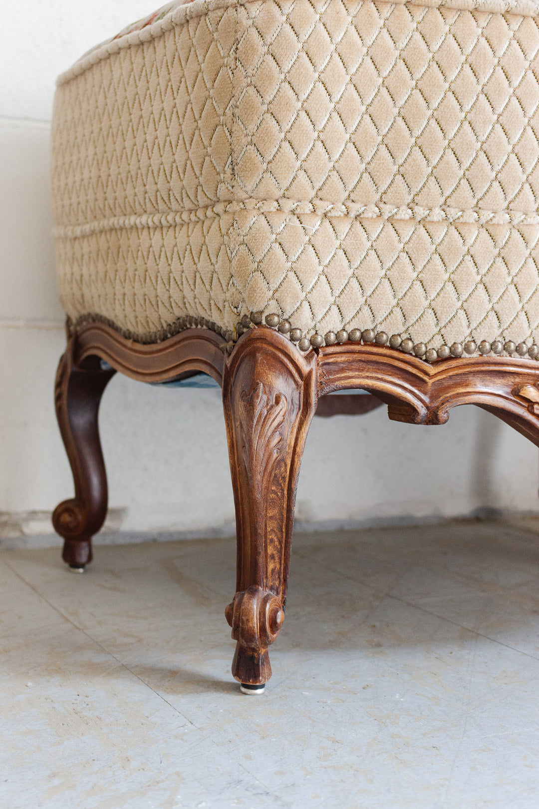 french louis xv style embroidered ottoman