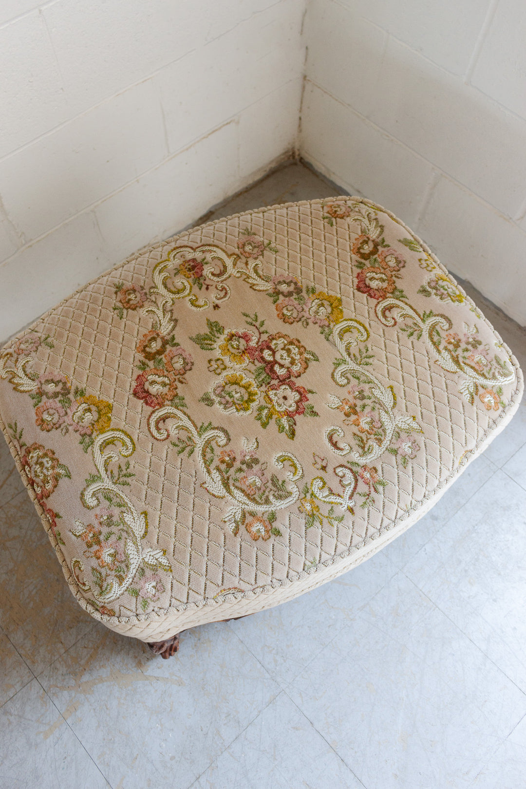 french louis xv style embroidered ottoman