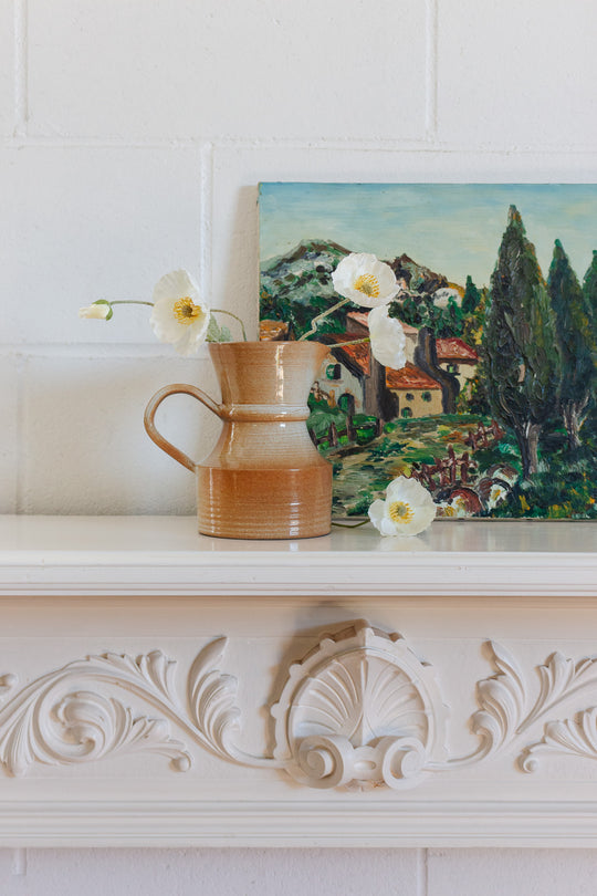 vintage french two-tone toned glazed stoneware pitcher